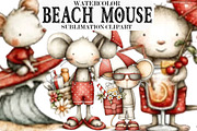 Watercolor Beach Mouse Clipart, a Seasonal Illustration by Designking (Thumbnail 1 of 5)