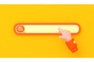 3d Render Search Bar With Pointing