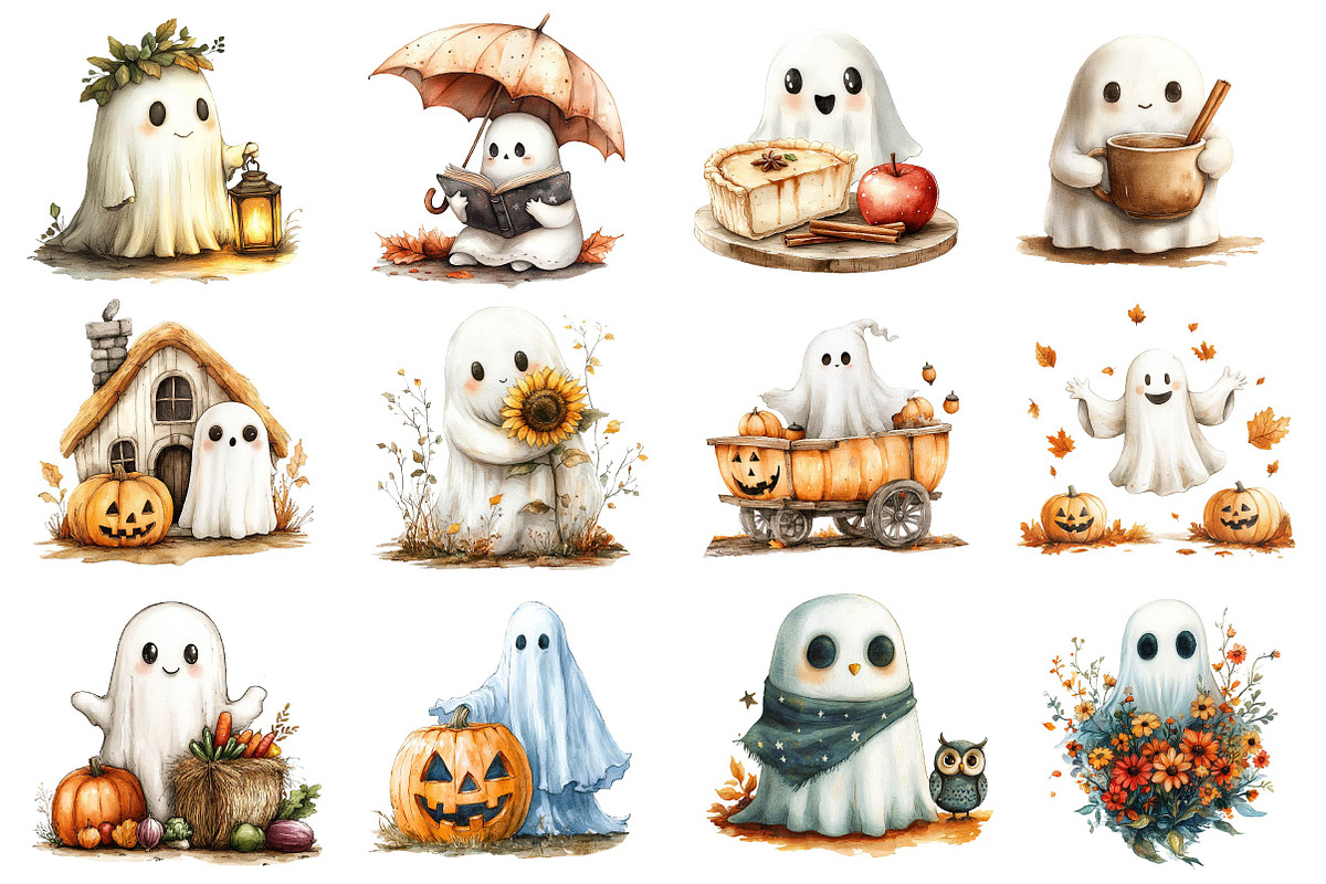 Halloween & Fall Ghost Clipart, an Illustration by Dream Creation (Photo 2 of 4)