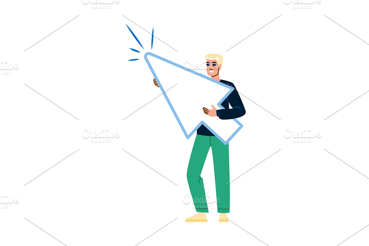 Smiling man holding giant shiny, a Technology Illustration by pikepicture