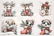 Christmas Woodland Animals Watercolo, a Transportation Illustration by Digital Artistic99 (Thumbnail 2 of 7)