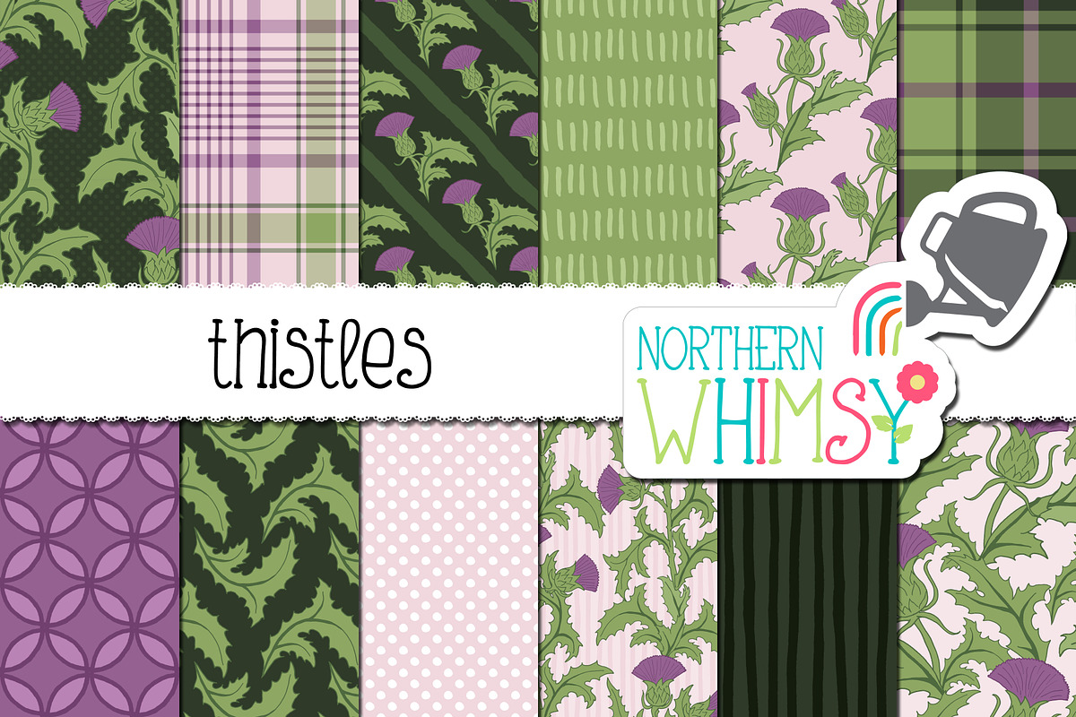 Floral Patterns - Thistles, a Pattern Graphic by Northern Whimsy Design