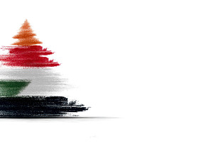 Minimalist abstract tree illustration with orange red white gree, an Abstract Photo by José Manuel Gelpi