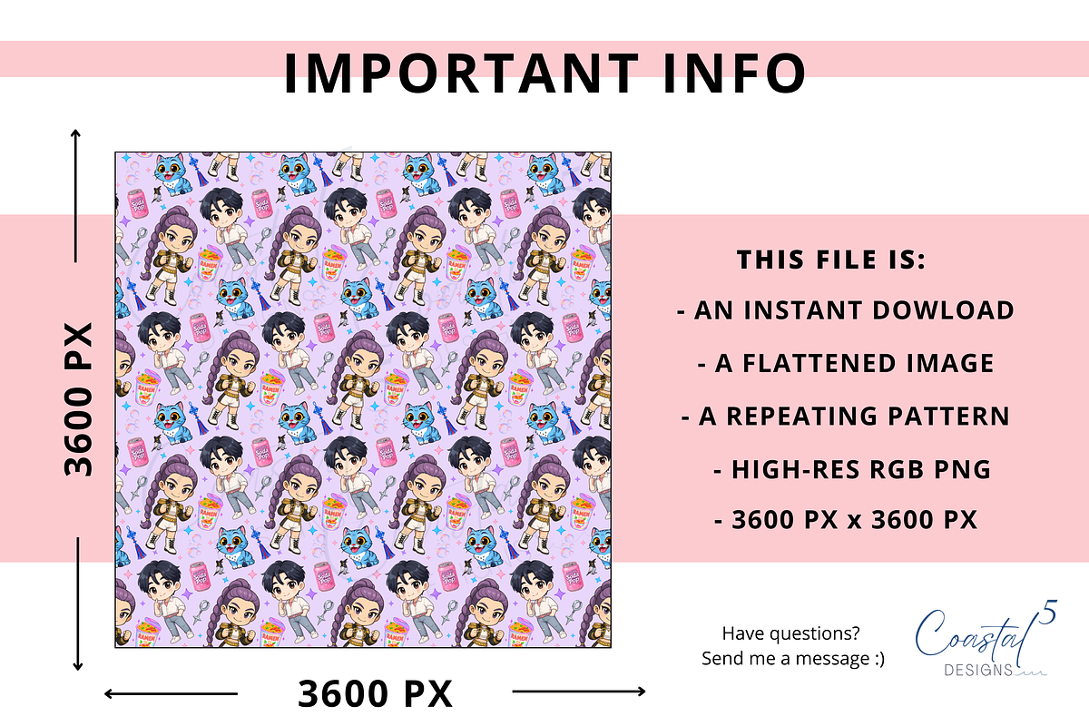 RuJinu KPop Demon Inspired Seamless, a Pattern Graphic by Coastal 5 Designs (Photo 3 of 3)
