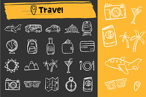 Travel doodle icons, an Icon by faitotoro