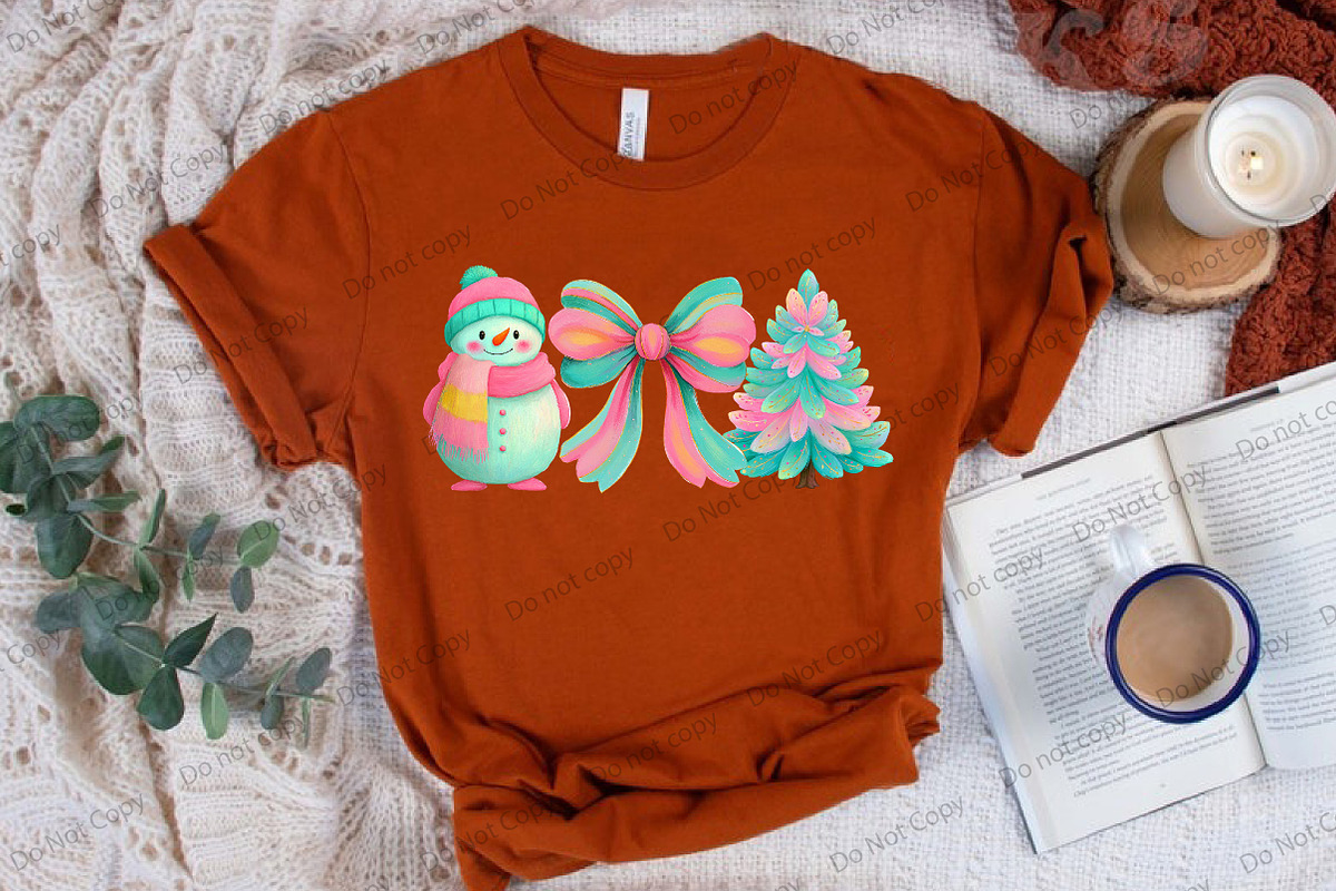Snowman, Bow and Tree Christmas Png, an Illustration by Libby Wishes (Photo 3 of 7)