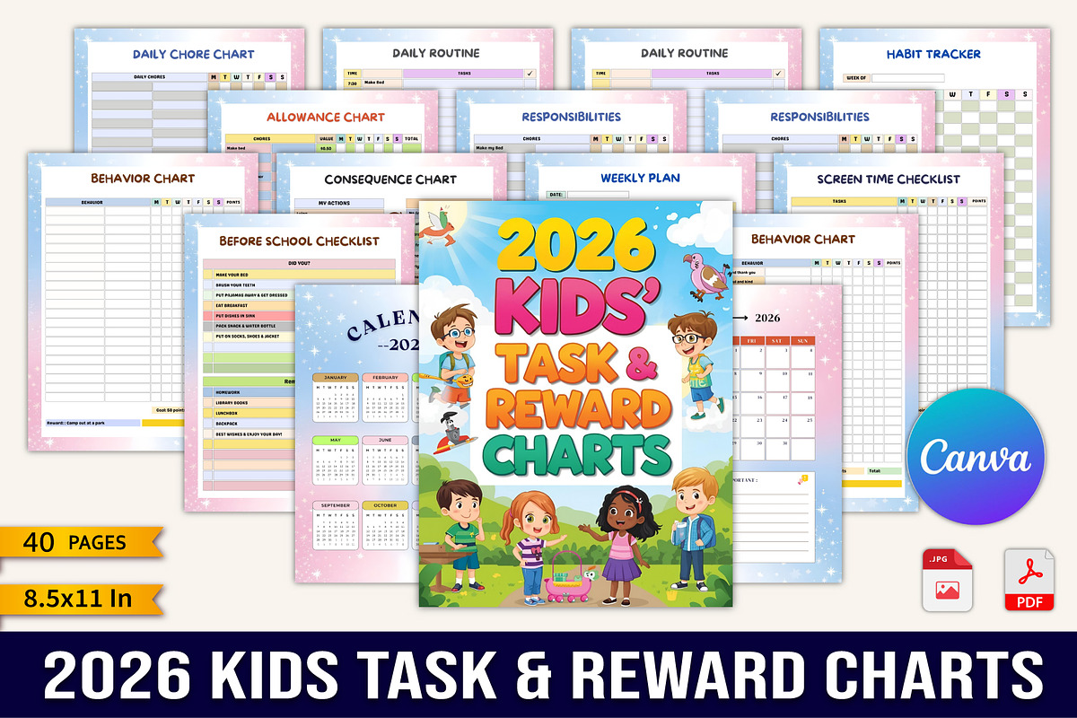 2026 Kids Task & Reward Charts