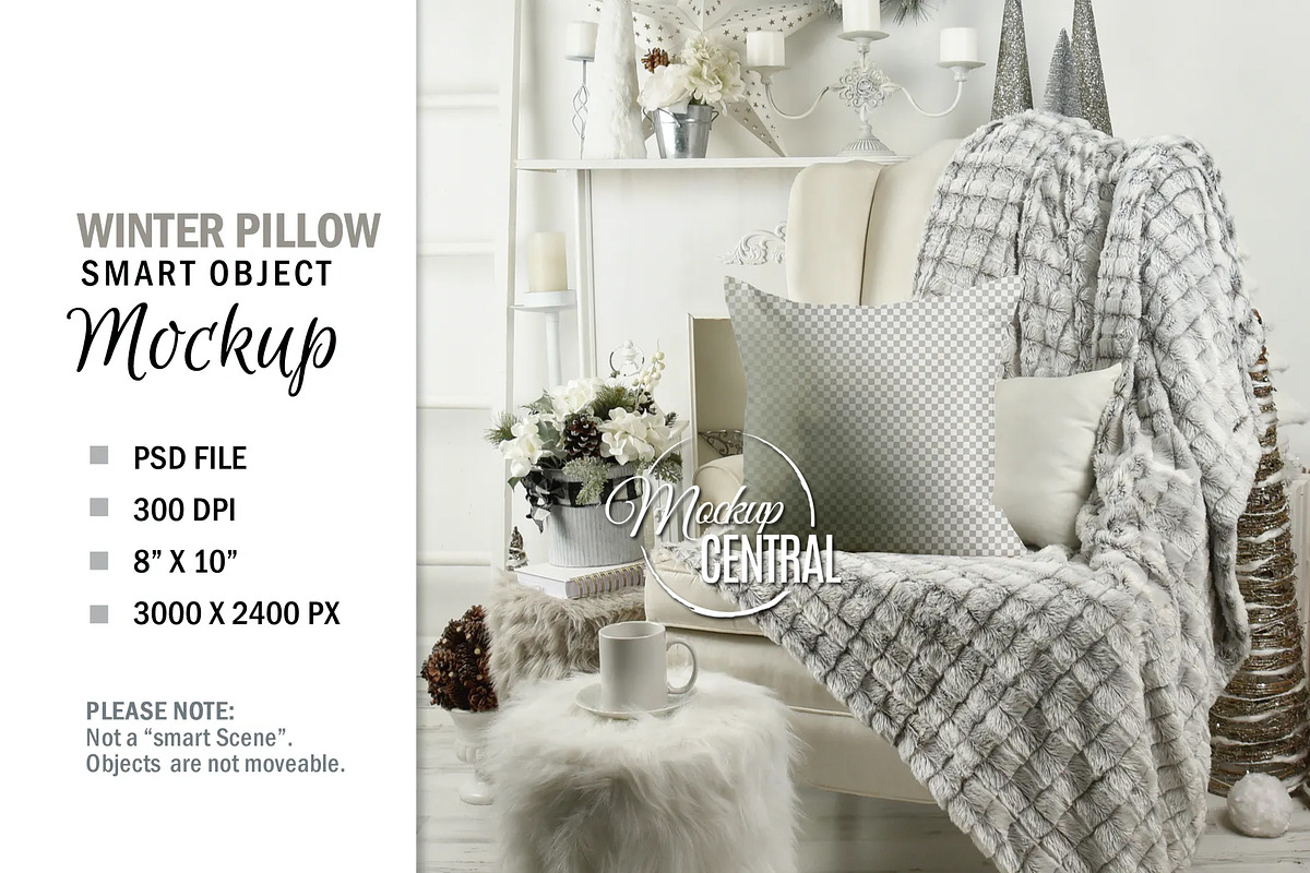 Christmas Pillow Mockup on Chair PSD, a Household Mockup by HaywireMedia & Mockups (Photo 2 of 3)