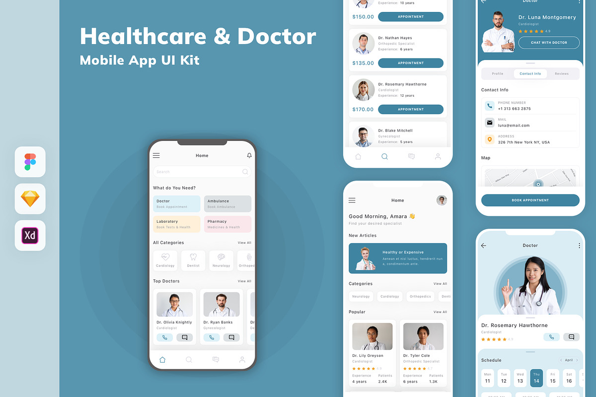 Healthcare Doctor Mobile App UI Kit, an UI Kit Template by uicube (Photo 1 of 2)