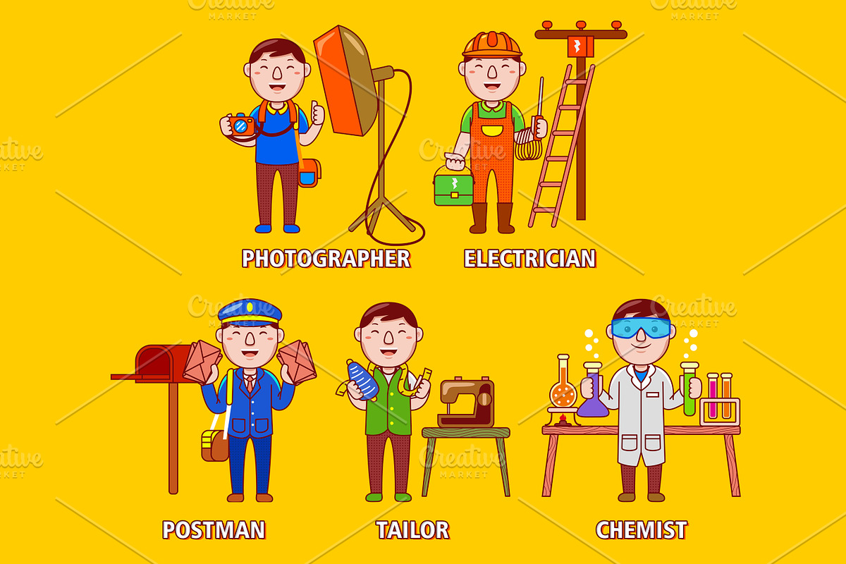Man Worker Big Bundle Vector Art, an Object Graphic by MEDZ (Photo 6 of 9)