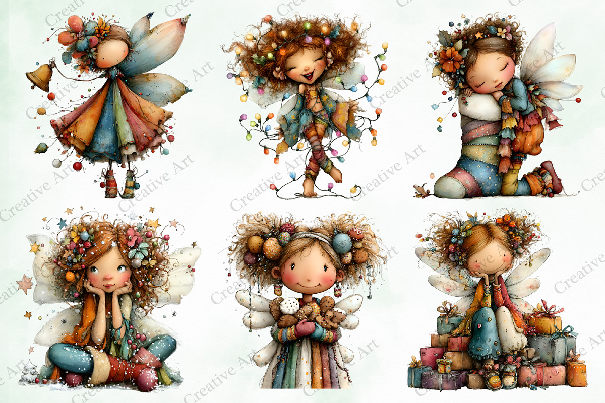Whimsical Christmas Fairy Clipart, an Illustration by Creative Art (Photo 6 of 10)