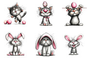 Whimsical Funny Easter Cat Clipart, an Illustration by CreationArt (Thumbnail 7 of 7)