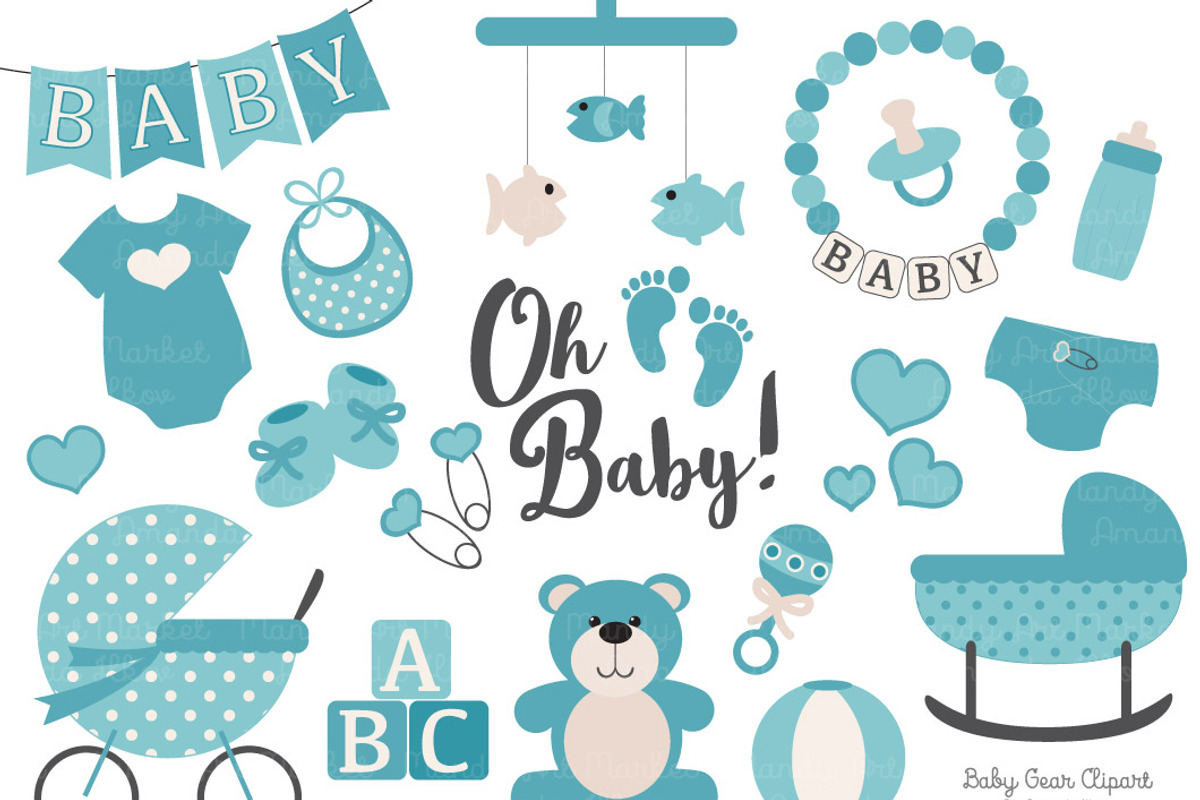 Vintage Blue Baby Clipart, an Illustration by Amanda Ilkov (Photo 1 of 2)