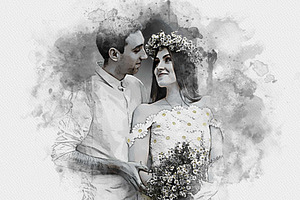 Wedding Digital Watercolor Painting