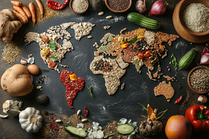 Top view of a world map created, a Photo by Pavel_design