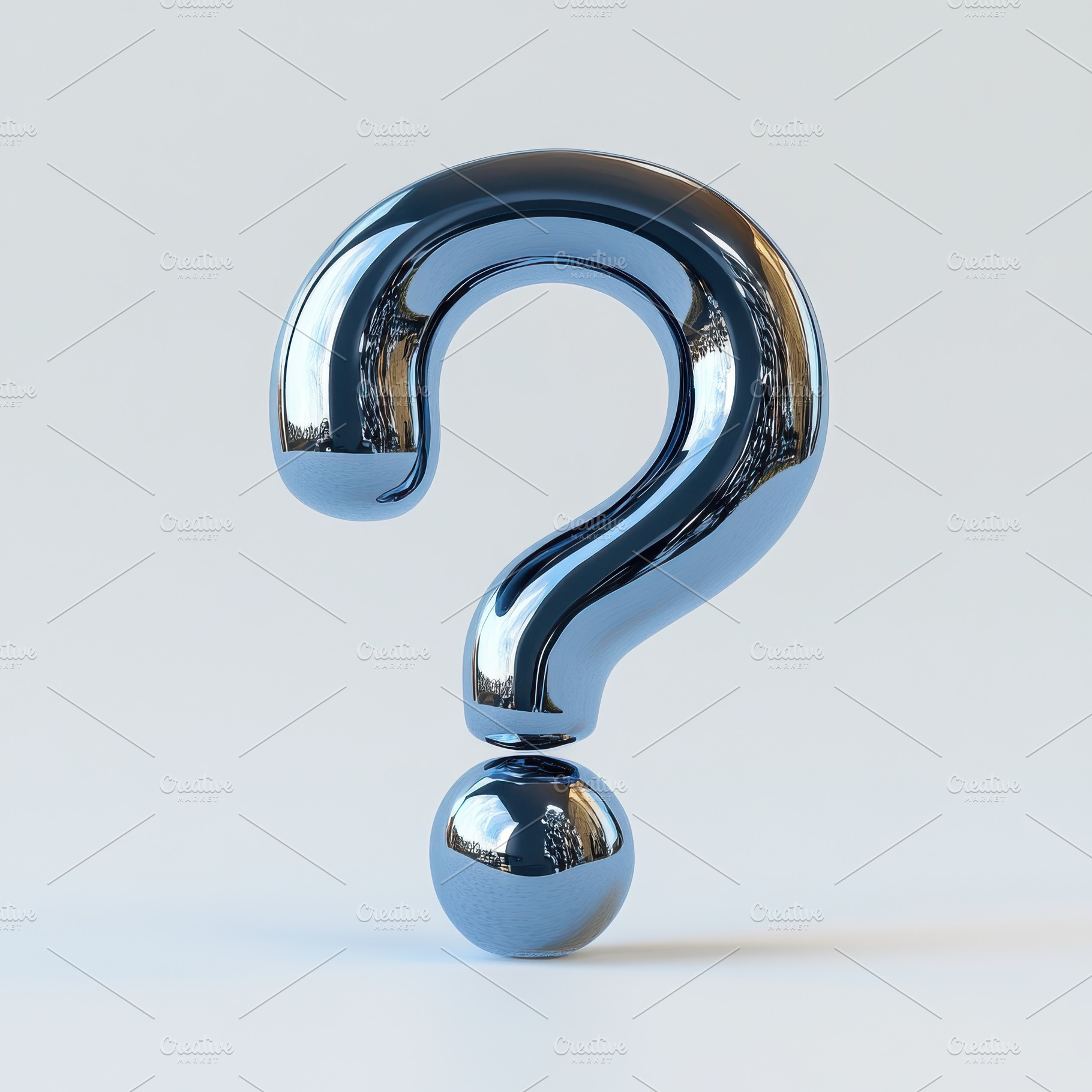 Metallic Blue Question Mark Enigma I, a Photo by Pixeness Studio