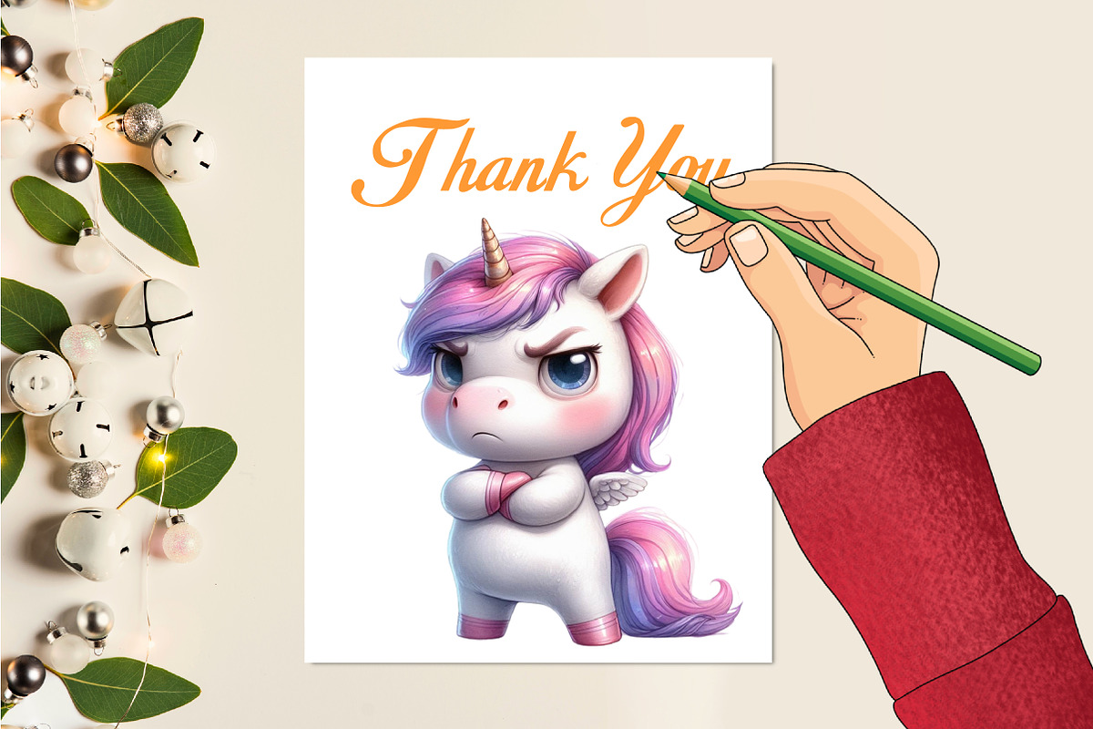 Watercolor Funny Grumpy Unicorn PNG, an Illustration by CraftArtStudio (Photo 5 of 5)