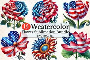 4th of July Flower Clipart, an Illustration by Rose Art