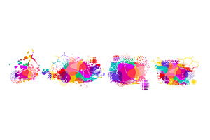 Set Colored paint blobs with cracks, an Illustration by Nenahliadava Design