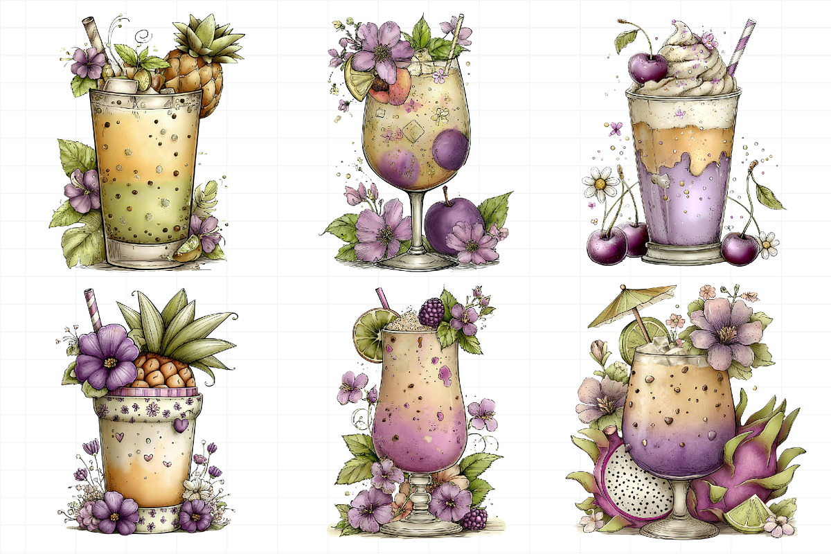 Whimsical Summer Tropical Drink Clip, an Illustration by Daily.Designs (Photo 6 of 7)