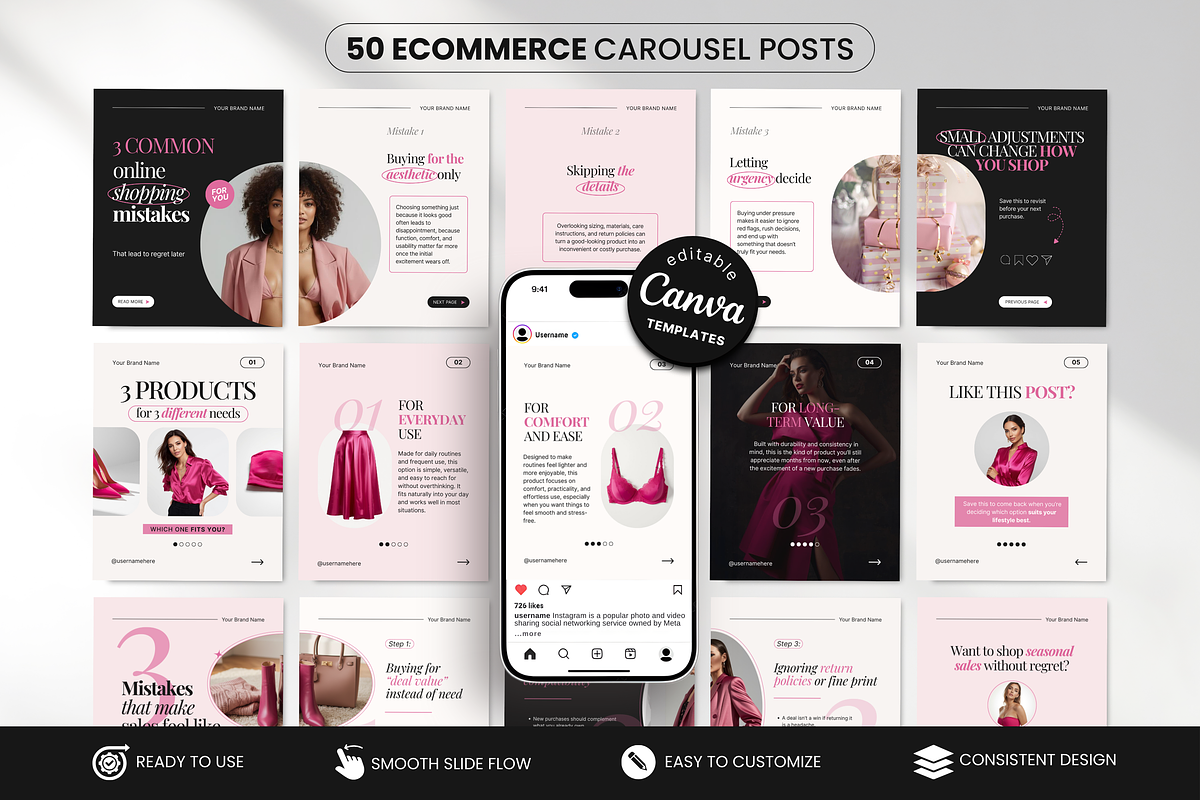 Ecommerce Carousel Instagram Posts, a Social Media Template by DigiPax (Photo 1 of 10)