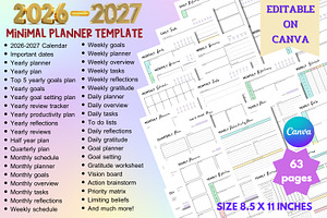 2026-2027 Minimal Planner Template, a Print Template by Adalin Shop