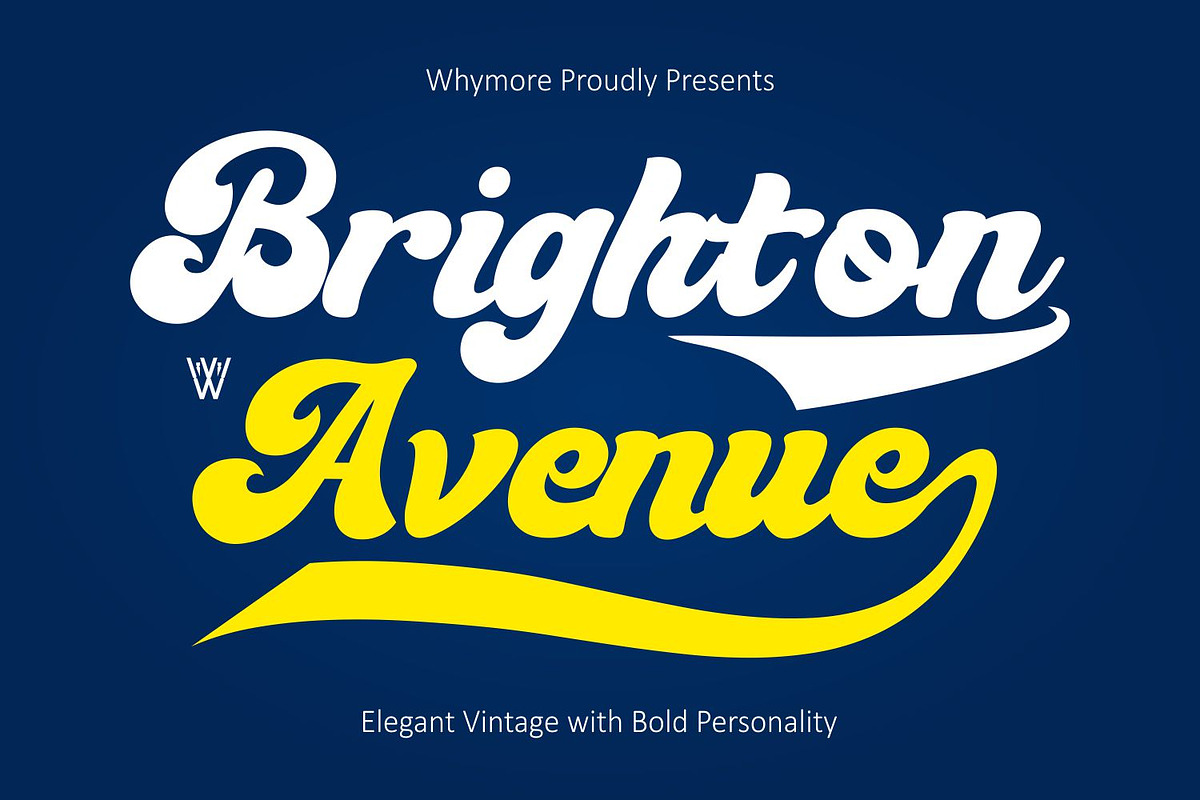Brighton Avenue – Bold Retro Script, a Script Font by WhymoreArt (Photo 1 of 11)