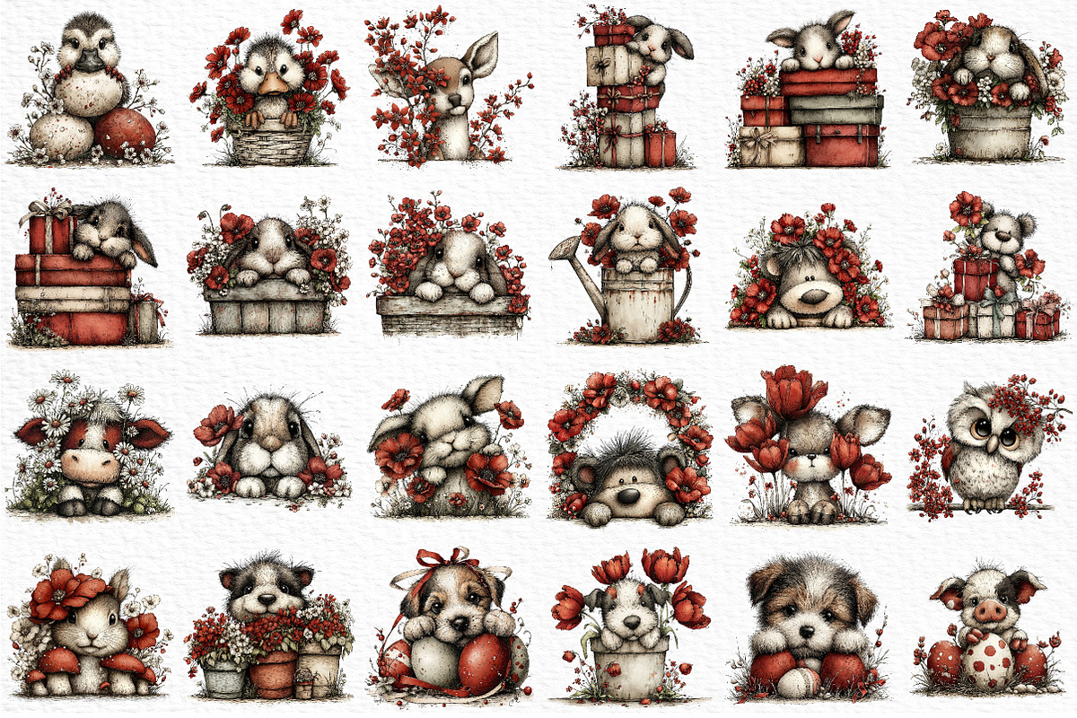 Whimsical Spring Peeking Animals PNG, an Illustration by Craft Nest (Photo 6 of 12)