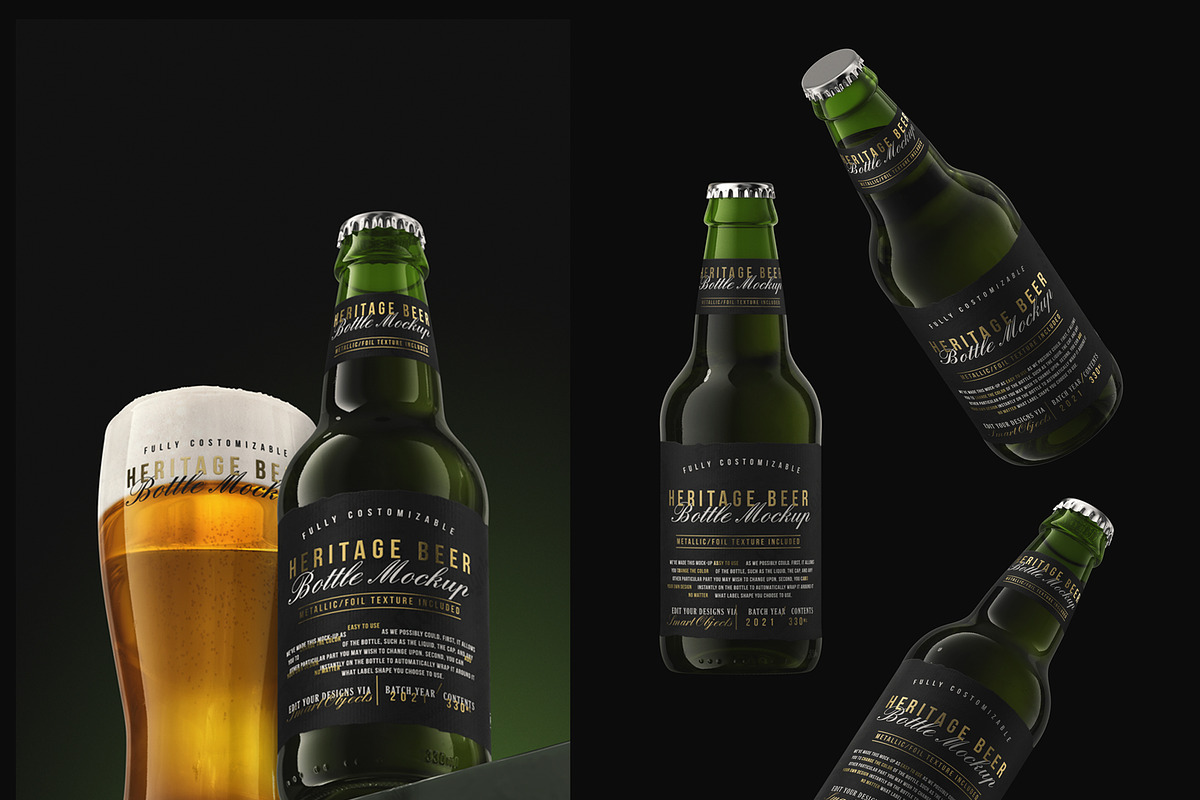 Beer Bottle Mockup V2, an Advertising Mockup by HexenDesigns (Photo 3 of 13)