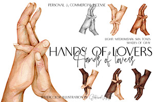 Watercolor Hands of Lovers Print, a Person Illustration by EkaterinaViArt