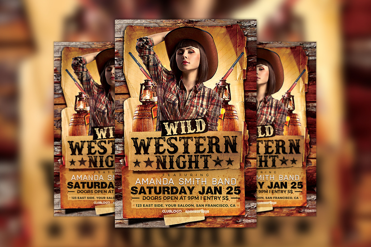 Wild West Night Flyer Template, a Flyer Template by Flyermind