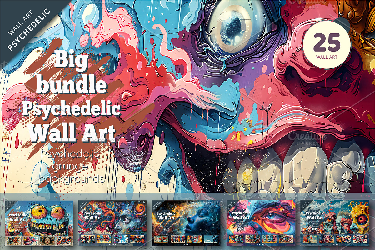 Big bundle of psychedelic background, a Decorative Illustration by KENO Mascots (Photo 1 of 12)