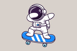 Cute Astronaut Dabbing On Skateboard, a Sport Illustration by Catalyst Labs