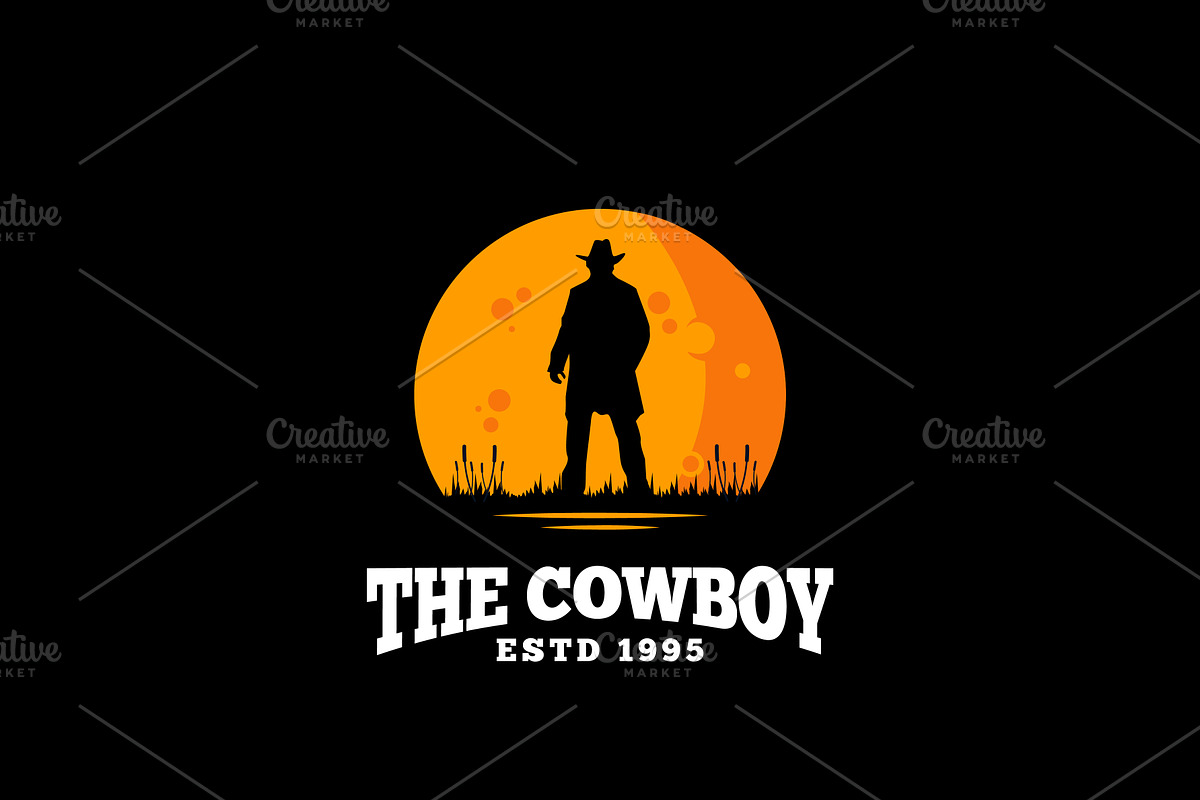 Moonlight with Cowboy Logo Design, a Branding & Logo Template by AlvinStd