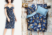 Navy and Yellow Floral Seamless, a Pattern Graphic by Gullenda (Thumbnail 4 of 6)