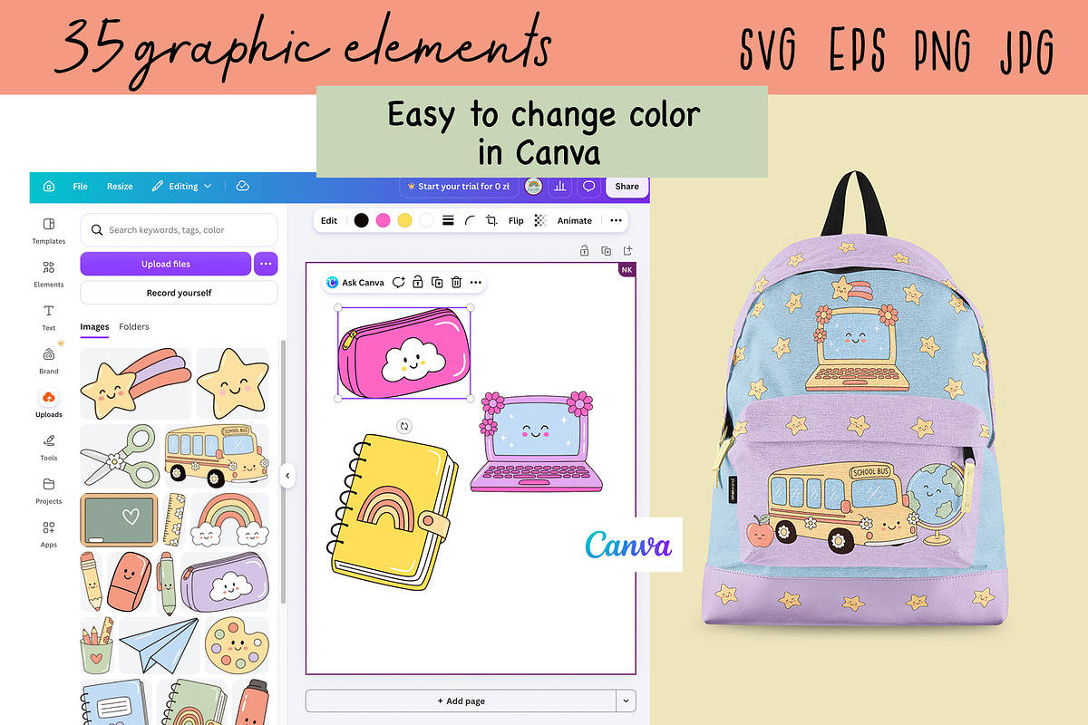 Back to School Vector Clipart Pack, an Education Illustration by NataKa (Photo 3 of 4)