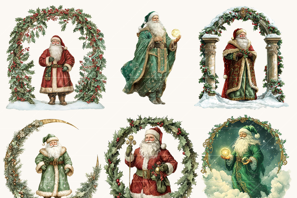 Celestial Santa Claus Clipart Bundle, a Seasonal Illustration by BusyDaydesign (Photo 7 of 9)