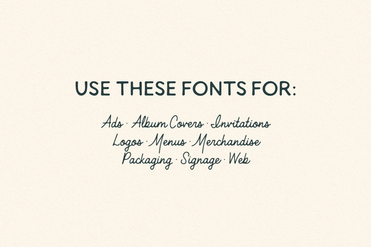 Mavericks + Pelicano, a Script Font by Bruised Goods (Photo 6 of 10)
