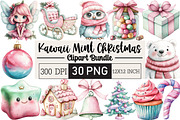 Kawaii Pink Mint Christmas Clipart, an Illustration by Black Bird Studio (Thumbnail 1 of 6)