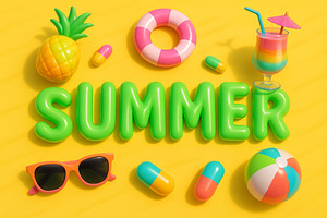 Summer-themed arrangement with infla, a Photo by Dvoevnore photos