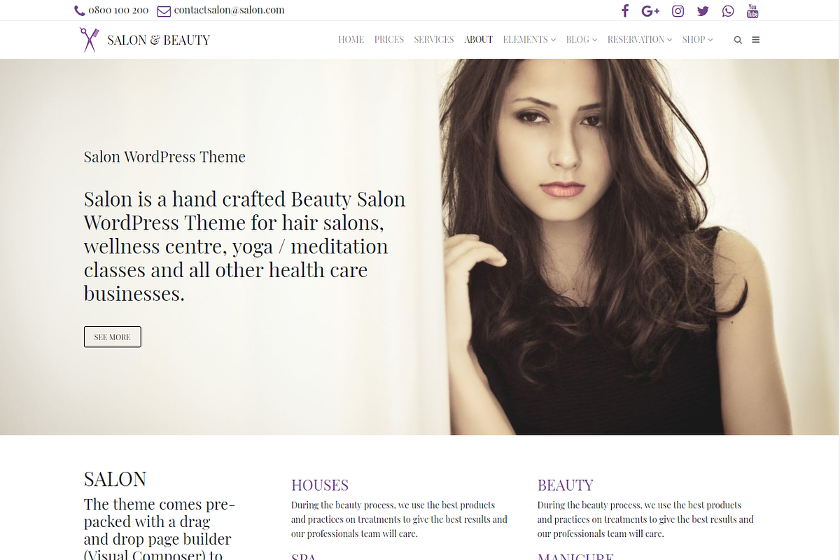 Salon - Beauty WordPress Theme, a WordPress Template by Visualmodo (Photo 2 of 18)