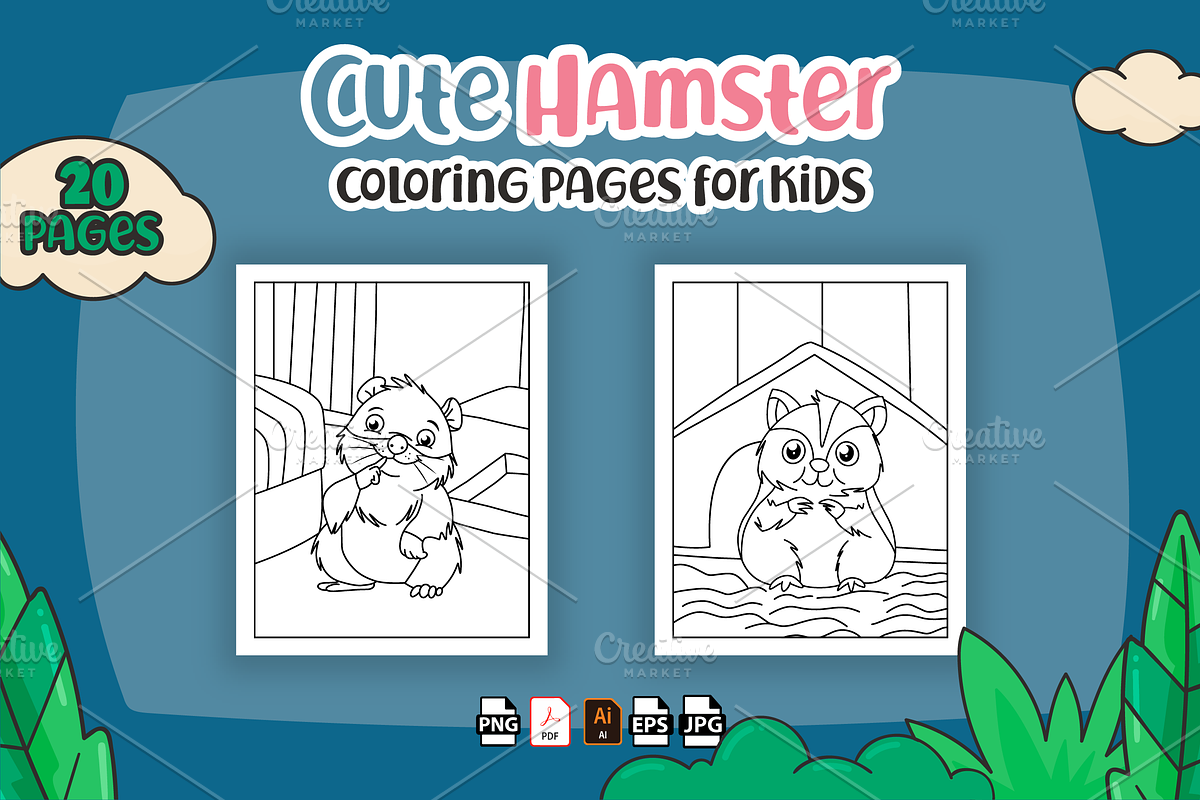 Hamster Coloring Pages for Kids, an Animal Illustration by Sultana177 (Photo 2 of 3)