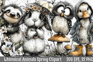 Whimsical Animals Spring Clipart PNG, an Illustration by Canvas Craft