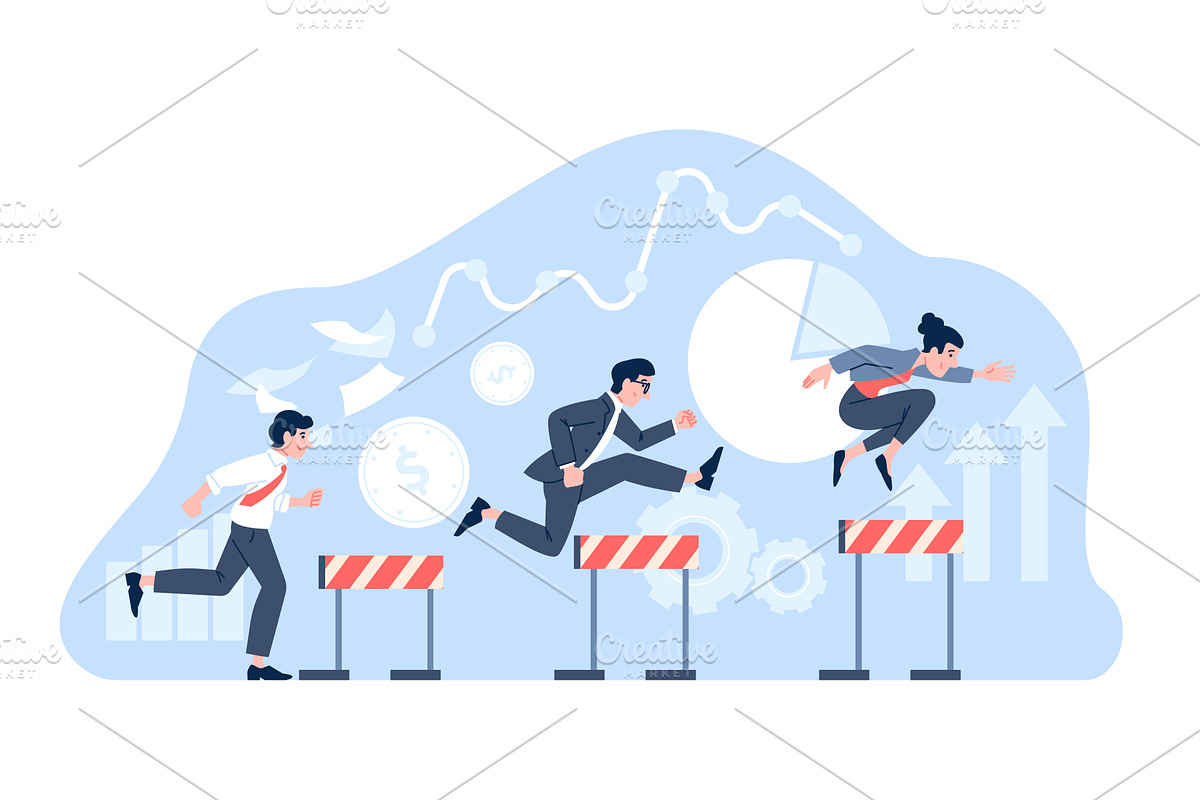 Business hurdles. Office characters, a Finance Illustration by LadadikArt