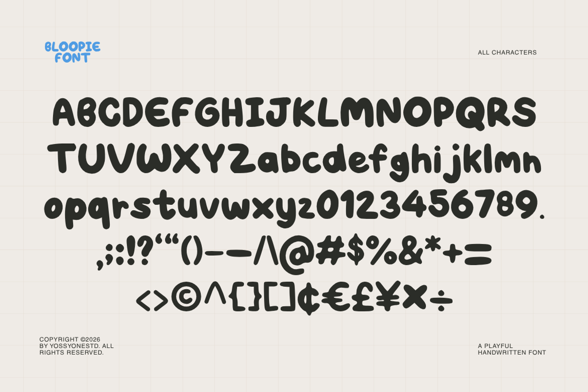 Bloopie - A Playful Handwritten Font, a Handwritten Font by YossyOneStd (Photo 3 of 8)