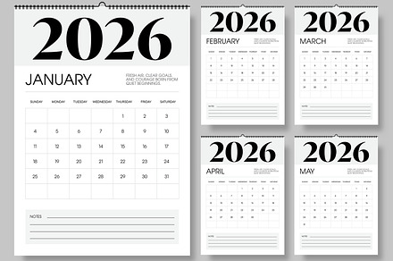 Minimalist 2026 Wall Calendar