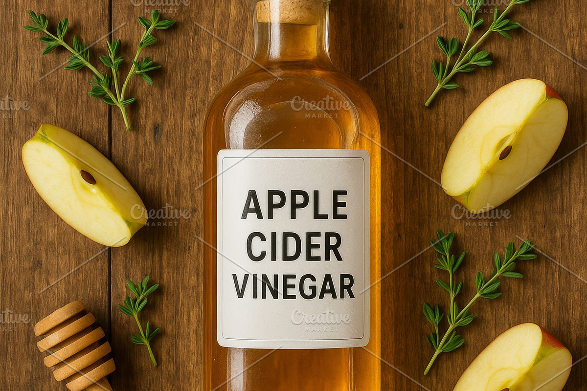 Apple cider vinegar bottle with slic, a Photo by Dvoevnore photos (Photo 3 of 3)