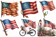 Watercolor American Flag Clipart, an Illustration by OK Design (Thumbnail 5 of 5)