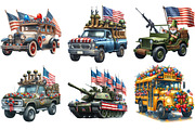 Memorial Day Car Parade Clipart, an Illustration by DreamArtGraphic (Thumbnail 4 of 4)