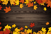 Wooden texture set with maple leaves, a Decorative Illustration by Vjom (Thumbnail 3 of 9)